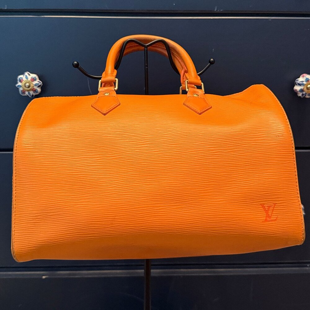 Louis Vuitton Orange Epi Leather Speedy Handbag